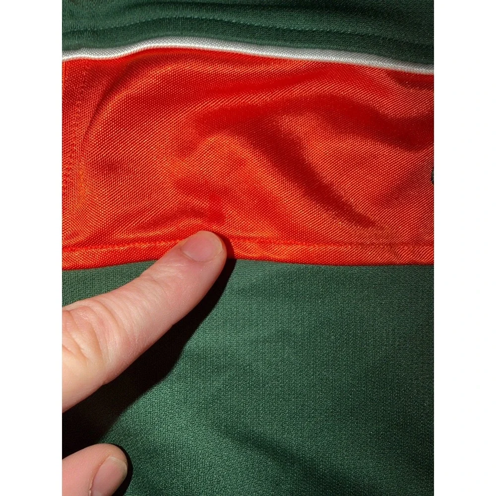 Vintage Nike Men's Miami Hurricanes Green‎ and Orange Pullover Size XL
